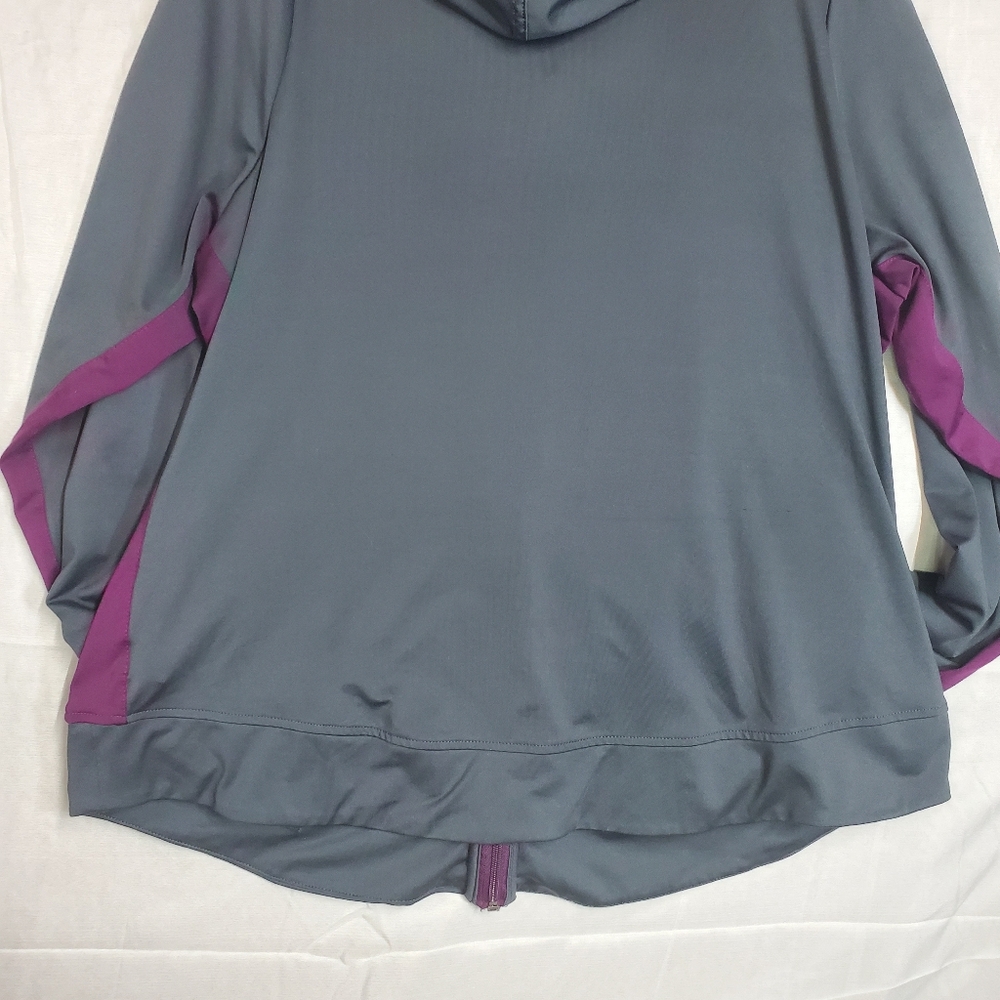 Zelos Gray and Purple Zip-Up Hoodie Size 0X - Picture 7 of 8
